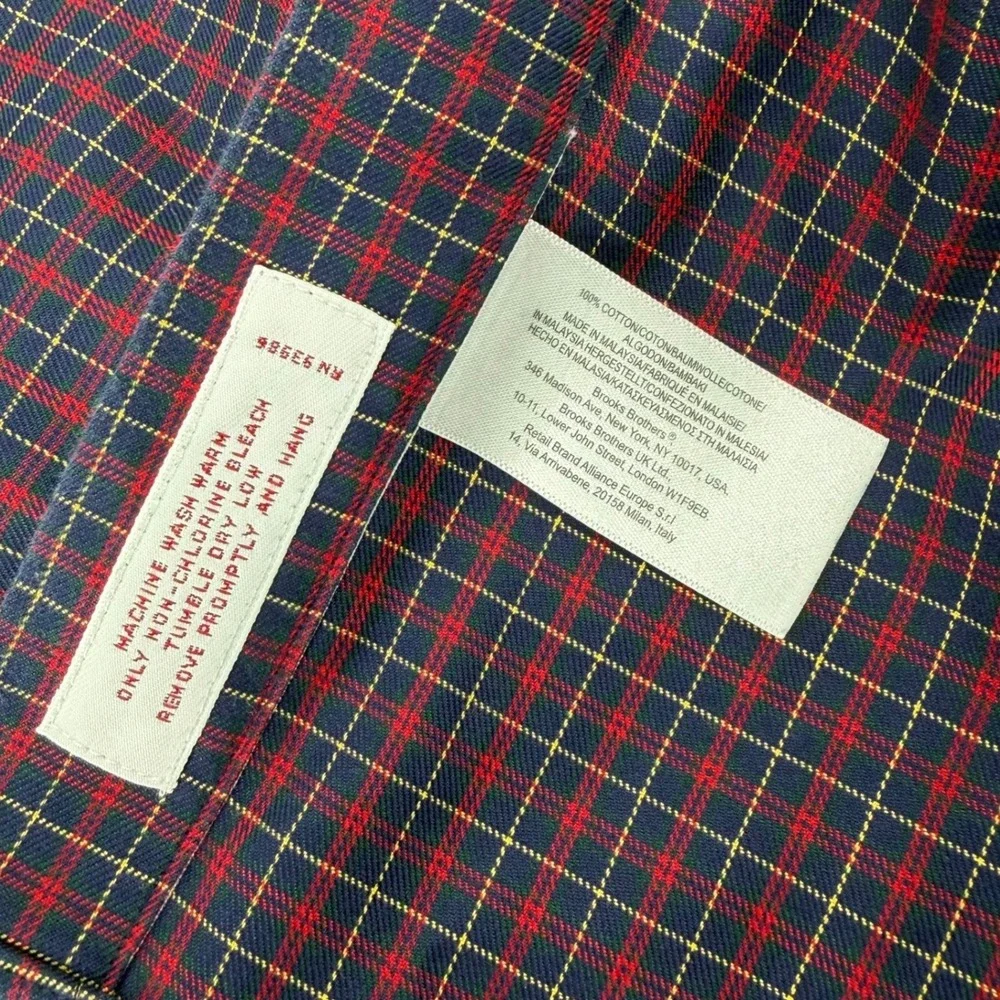 Brooks Brothers The Original Polo Shirt Mens L Regular Fit Non Iron Cotton Plaid